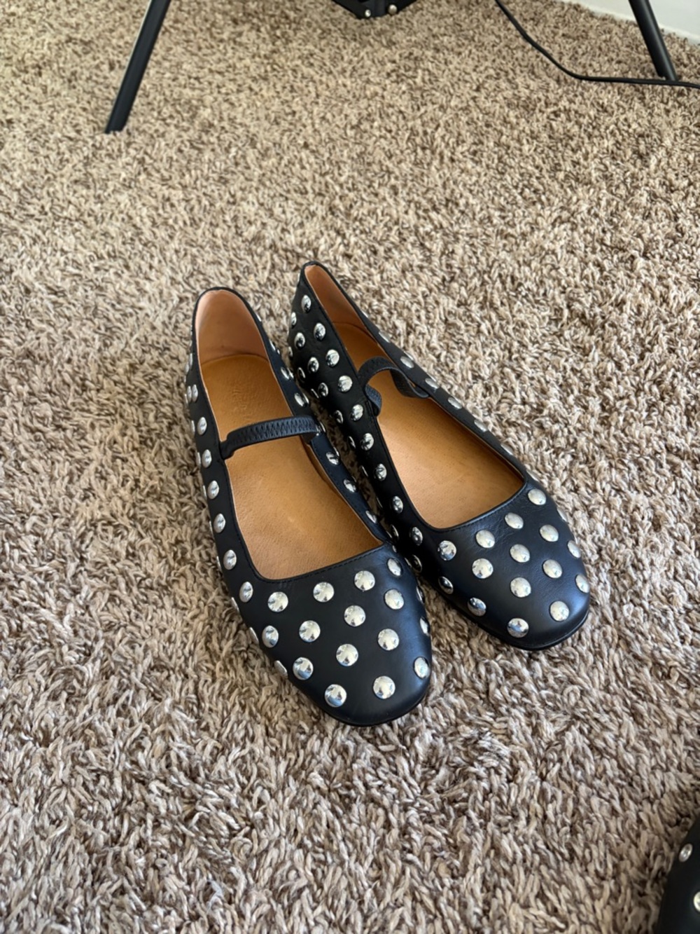 Madewell Black Studded Mary Jane Flats
